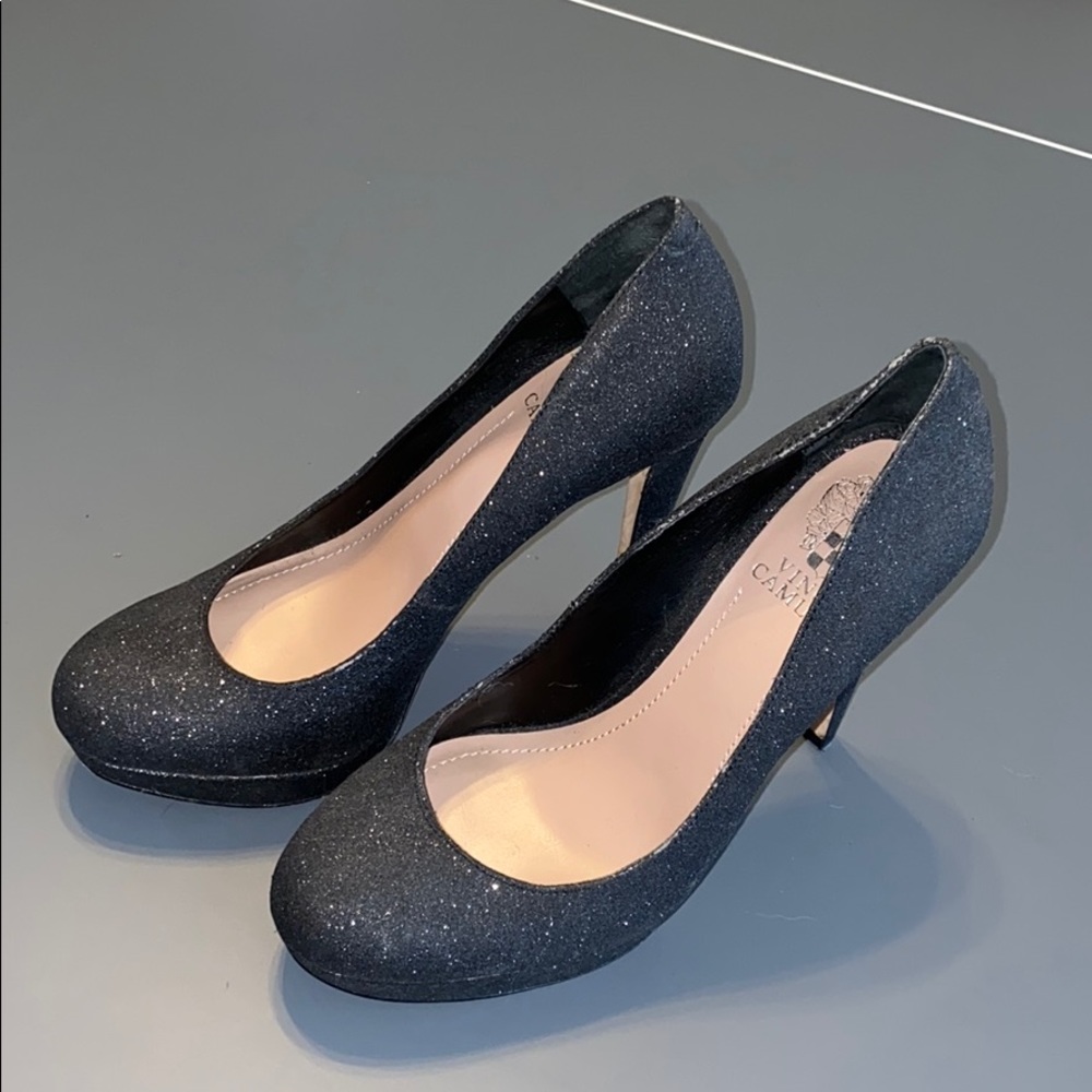 B2G1 Vince Camuto Black Sparkle Platform Heels